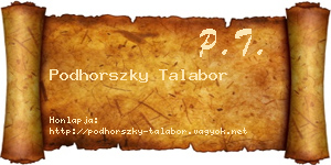 Podhorszky Talabor névjegykártya